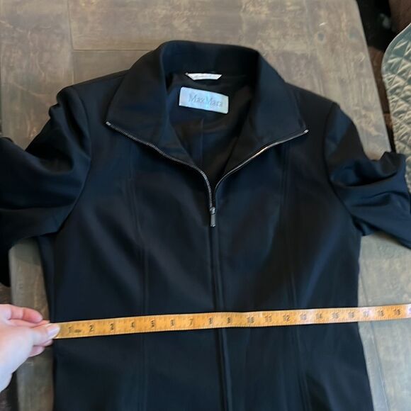 Max Mara black front zipper formal blazer jacket made Italy Sz- 8 - Picture 11 of 13